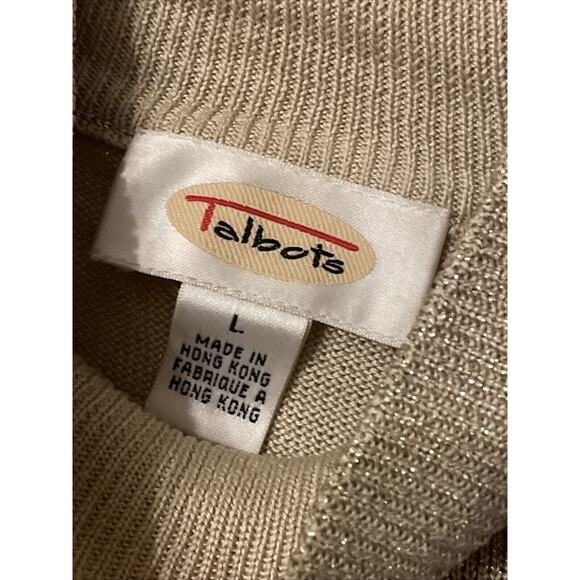 Talbots Women's Turtleneck Sweater Gold Silk Rayon Metallic Blend Medium - Picture 4 of 4